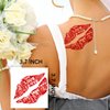 7-Pack Red Lip Print Temporary Tattoo Stickers - 3.7 x 3.7 Inch Love Design for Mother’s Day & Halloween Cosplay - Perfect Face & Body Decoration for Adults & Kids