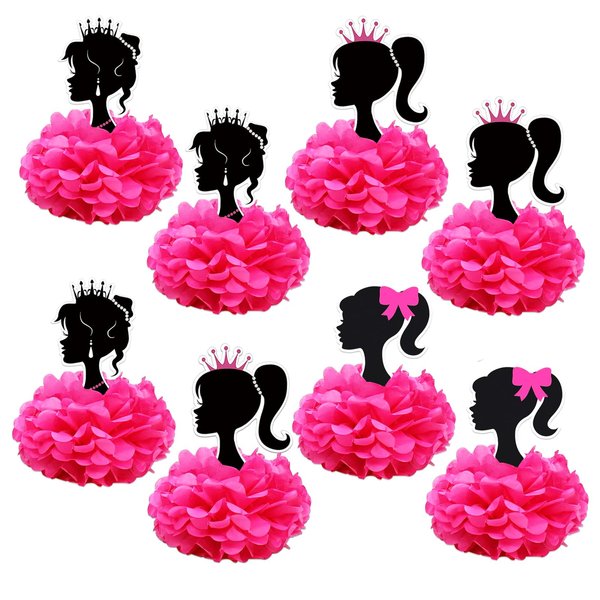 JEZOMONY Girl Birthday Party Decorations Supplies, 8 PCS Centerpieces for Girl Princess Theme, Birthday Table Decorations Paper Flowers