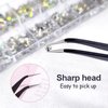 Medsuo 1500pcs Rhinestones in 6 Sizes Flat Back Shiny Crystal AB Nail Art Gems with Tweezer and Rhinestone Picker Dotting Pen Nail Art Tools for Nails, Face Eye Makeup, Craft (Clear and Rainbow)