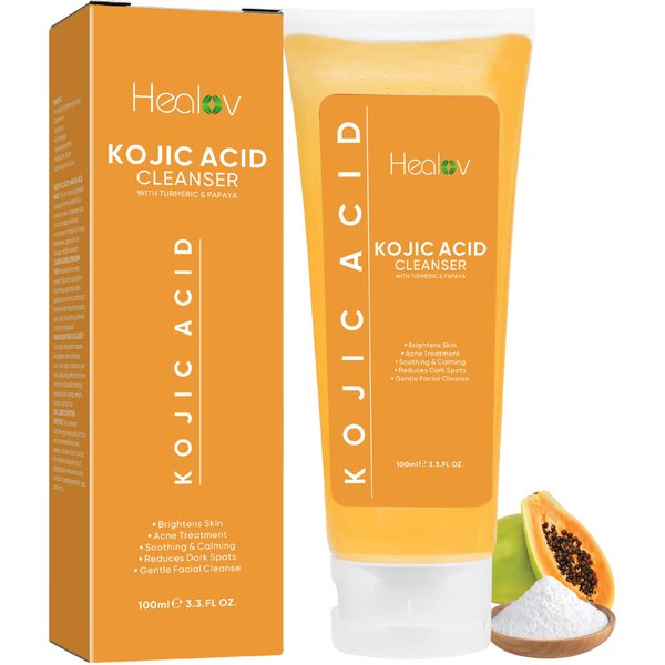 Kojic Acid Soap for Hyperpigmentation – Skin Brightening Kojic Papaya Face and Body Wash – Dark Spot Soap Reduces Acne, Scars, and Evens Skin Tone – Turmeric Facial Cleanser for Brighter Glowing Skin