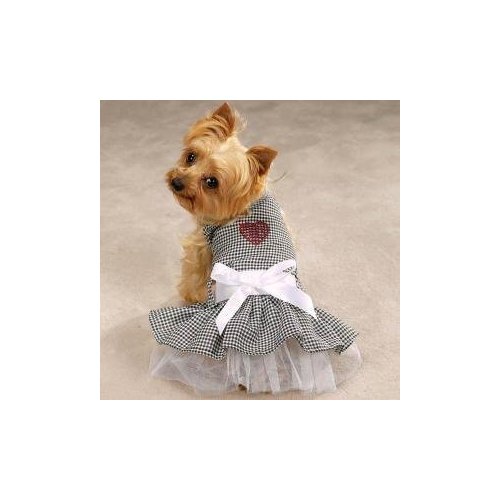Pet Edge Extra Small Gingham Bling Sundress Dog Dress