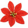 3 1/2" Poinsettia Red Glitter Poly Silk Flower Hair Comb