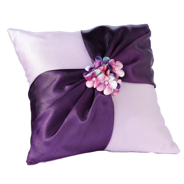 Lillian Rose Purple Flower Wedding Ring Pillow, 8' (RP760)