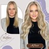 Full Shine Weft Human Hair Extensions Blonde Highlights Real Human Hair Weft Human Hair Extensions #27/613 Honey Blonde Mix Platinum Blonde Weft Hair Extensions Caramel Blonde Highlights Silky Straight 105g 18inch