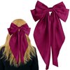 Pufandor Hair Bow Silky Satin Hair Ribbons for Women, Dark Red Bows for Girls Hair Bowknot Barrettes Long Tails with Clips Big Hair Bows Hair Accessories (Dark Red 1pc)