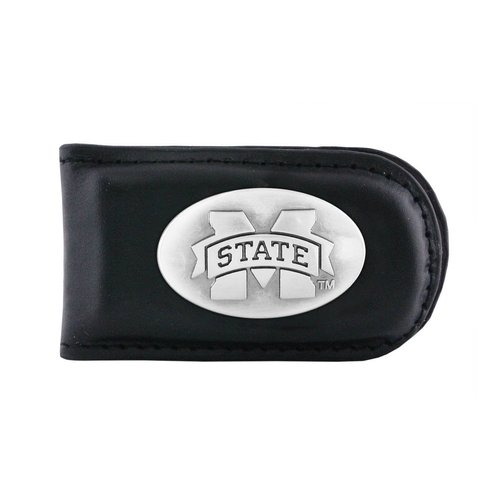 NCAA Mississippi State Bulldogs Zep-Pro Leather Magnet Concho Money Clip, Black