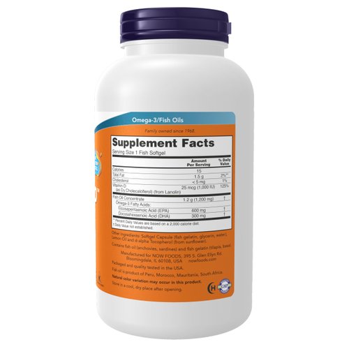 NOW Foods Supplements, Ultra Omega 3-D™, Omega-3 Fish Oil + Vitamin D-3, Cardiovascular Support*, 180 Softgels