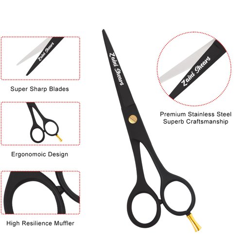 Professional Hair Cutting Scissor Set,6.5'' Inch Barber Hair Cutting Scissors Thinning Shears Sharp Blades Hairdresser Haircut Barber Shears Set, Hair Shears Hair Cutting Shears. Black Gold Set)