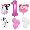 InBy 18pcs Farm Animal Balloons for 1st Birthday Party Decorations Pig Cow Head First Farm Animal Theme Balloon Garland Arch 40" Number 1 Foil Balloon 12" Latex Balloon Baby Girl Shower Party Supplies