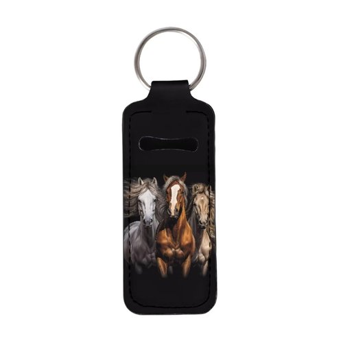 Tongluoye Horse Chapstick Holder for Women Small Gifts Lip Balm Keychain Holder With Clip-On Sleeve Pouch Stockings Stuffers Travel Accessories Lipstick Case Black
