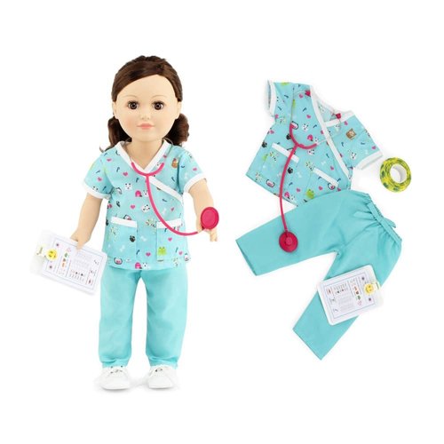 Emily Rose 18 Inch Doll Clothes - 6 PC Doctor Veterinarian Vet Nurse 18" Doll Scrubs & Accessories Set, Including Stethoscope | Mom's Choice Award Winner!