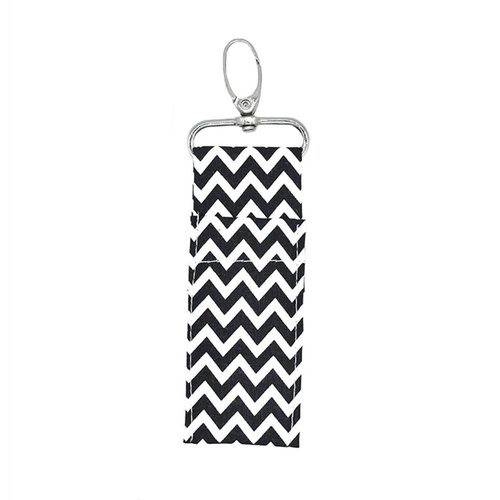 Chapstick Holder Keychain, 5.7x1.6inch Portable Lip Balm Holder Lipstick Sleeve Pouch Lip Gloss Holder with Hook for Women(black)
