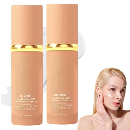 4 in 1 Foundation Liquid,Foundation 4 In 1 Light Spectrum,Hydrating Medium Full Coverage Concealer with SPF 50+,Longwearing & Waterproof Makeup Foundation(2PCS,30 ml/1 Fl.oz)