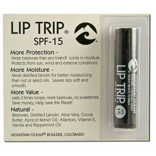 Mountain Ocean Lip Balm SPF 15 - Hydrating Lip Trip, 0.165 Ounce, Maximum Protection for Lips, Nose, and Face