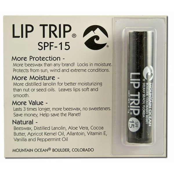 Mountain Ocean Lip Balm SPF 15 - Hydrating Lip Trip, 0.165 Ounce, Maximum Protection for Lips, Nose, and Face