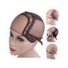 YANTAISIYU 4X4 Inch U Part Swiss Lace Wig Cap for Making Wigs with Adjustable Straps on the Back Glueless Hairnets (Dark Brown M)