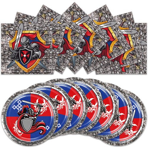 Generic 40pcs Medieval Knight Birthday Party Supplies-Party Decorations Tableware For Kids, Plate, Napkin Party Decorations Dinnerware