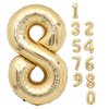 40 Inch Light Gold Number 8 Balloon 8th Birthday Balloon Foil Number Balloons for Birthday Party White Gold 8 Years Old Balloon for 8th Birthday Party for Kids 8 Years Anniversary Decors