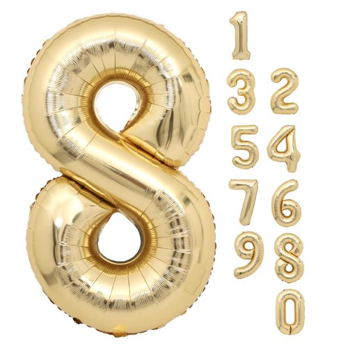 40 Inch Light Gold Number 8 Balloon 8th Birthday Balloon Foil Number Balloons for Birthday Party White Gold 8 Years Old Balloon for 8th Birthday Party for Kids 8 Years Anniversary Decors