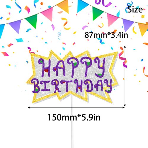 Cartoon Happy Birthday Cake Toppers for Kids - Perfect as cartoon-themed birthday party, baby shower party, or TV show party decorations for boys or girls - SugarGer