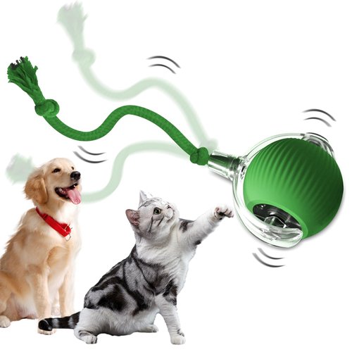 mtlsttbd 2024 New Interactive Rolling Dog Ball, Self Rolling Dog Ball Interactive Cat Toys Automatic Cat Toy Self Moving Dog Toys,Interactive Dog Smart Ball Toy, Interactive Cat Ball Toy(Green)