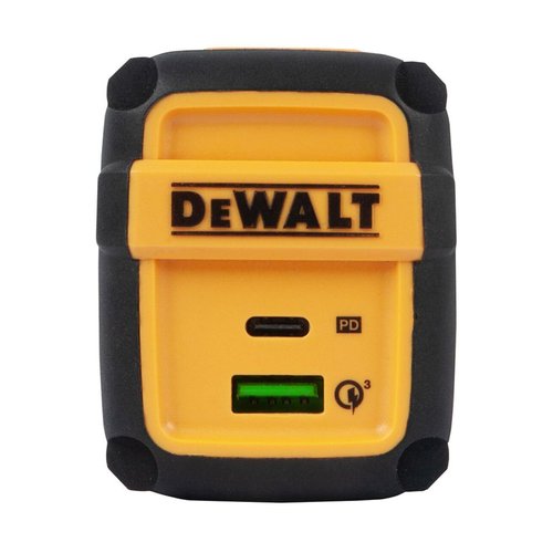DEWALT 2-Port USB PD Charger — Worksite USB C Charger Block — 49.5W Dual Port Fast Charger — USB Type C PD and QC 3.0 Foldable Wall Charger Plug for iPhone 14 13 12 Pro Max Apple Watch iPad Pro Air