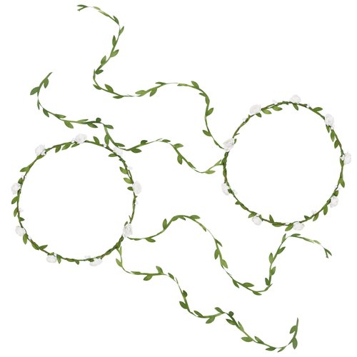 WOVOWOVO 2 Packs Flower Crown Flower Headbands for Women Girls, Fairy Costume Birthday Decorations Hair Accessories, Boho Floral Crowns for Wedding Party Vacation Pregnancy Photography Props (White)