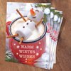 Cocoa Snowman Holiday Card Pack / 25 Winter Wishes Cards Set/Hot Chocolate Marshmallows Design With Inside Verse / 4 5/8" x 6 1/4" Christmas Cards With White Envelopes