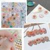 50Pcs Flower Nail Charms 3D Lovely Flower Charms Nail Rhinestones Gold Edge Glaze Design Resin Nail Jewels Colorful Floral Nail Art Charms Supplies Cherry Blossom Petals Nail Gems for Acrylic Nails