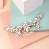 BERYUAN Wedding Crystal Hair Comb Flower Crytstal Hair Piece Teardrop Crystal Rhinestone Wedding Hair Accessories Bride Headband for Wedding (gold)