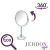 JERDON Two-Sided Tabletop Makeup Mirror - Makeup Mirror with 10X Magnification & Swivel Design - Portable 6-Inch Diameter Mirror in Chrome Finish - Model JP910CB