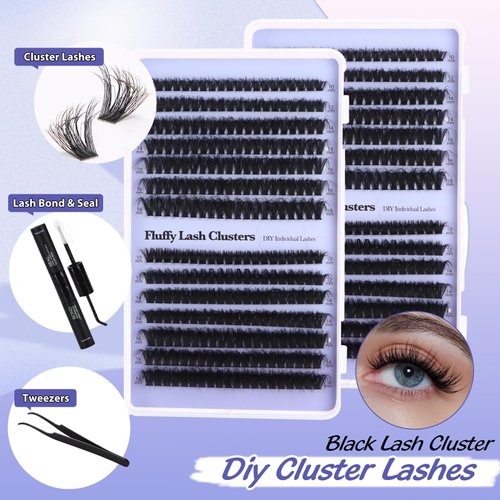 60D-80D Eyelash Extension Kit, 10-18mm DIY Kit with Glue Eyelashes, lash clusters，Double Ended Glue Tweezers Makeup Remover Gel Set, diy lash extension kit. (60D-80D set)