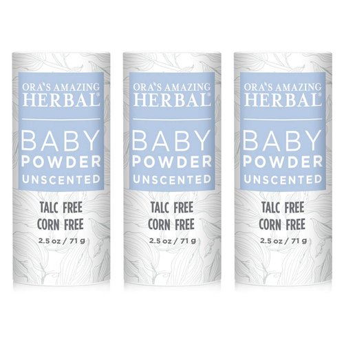 Ora's Amazing Herbal Talc-Free Grain-Free Gluten-Free Corn-Free Baby Powder 2.5oz … (Unscented 3 Pack)