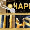 ANATANOWOR 18th Birthday Decorations for Boys and Girls, Black and Gold Happy 18th Birthday Decorations Banner, 18 Years Old Bday Party Supplies (118" X 20")