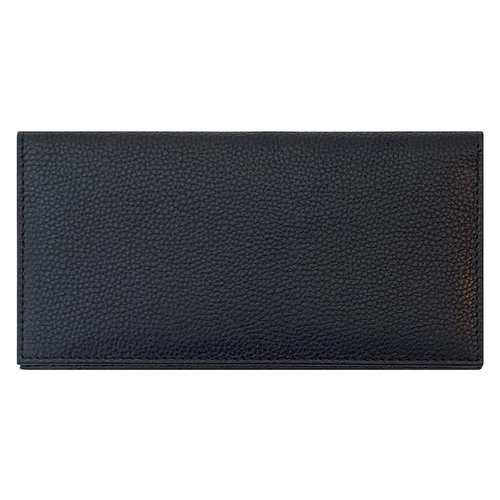 Black Basic Genuine Leather Checkbook Cover For Men & Women