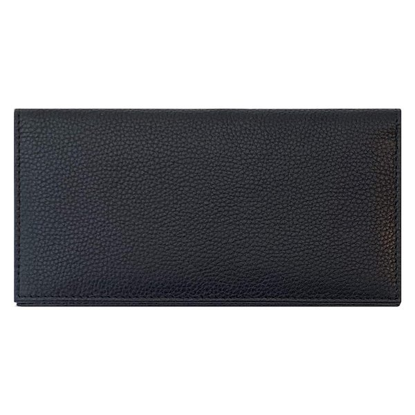 Black Basic Genuine Leather Checkbook Cover For Men & Women
