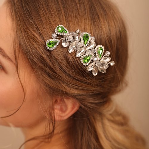 BERYUAN Bridal Hair Comb Rhinestone Teardrop Hair Comb for Bride Beaded Cute Hair Pieces Wedding Hair Accessories(red, GOLD)