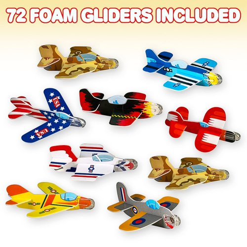 ArtCreativity Foam Airplanes For Kids - Bulk Set of 72 - Lightweight Planes with Various Designs - Individually Packed Foam Glider Planes for kids - Fun Airplane Party Favors for Boys and Girls