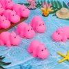 Youdaju 24 Pcs Rubber Hippo Baby Bath Toys Cute Floating Animal Bath Squirts Pink Hippo Bath Buddy Squirter Toys for Toddlers Fun Water Squirting Bathtime Play for Bathtub and Pool,Summer Beach Decor