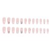 Enppode Coffin Press on Nails Long Fake Nails with Rhinestones Pink Stick on Nails for Women