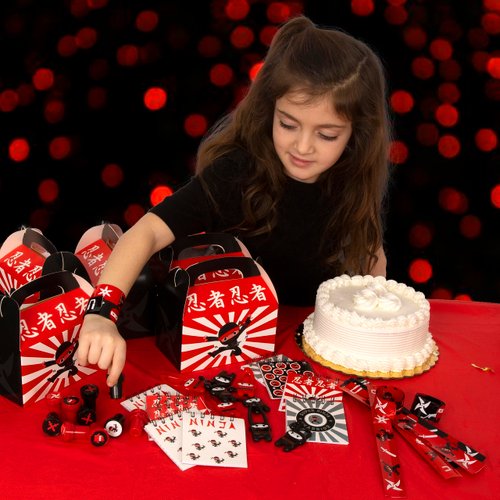 Tigerdoe Ninja Themed Party Supplies 60 Piece Set – Ninja Birthday Party Decorations – Ninja Party Favor Boxes, Notepads, Slap Bracelets, Stamps, and Slingshot Ninja Toys