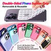 2Pcs Silicone Suction Cup Phone Case Mount Double Sided, Phone Accessories Hands-Free Sticky Phone Grip for Selfies and Videos, Anti-Slip Phone Suction Grip for iPhone and Android, Light Pink