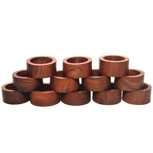 Napkin Rings Set of 12, Wooden Napkin Rings Artisan Crafted in India, Tabletop Decor