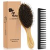 Hair Brush Comb Set Boar Bristle Hairbrush for Curly Thick Long Fine Dry Wet Hair,Best Travel Bamboo Paddle Detangler Detangling Hair Brushes for Women Men Kids Adding Shine Smoothing Hair
