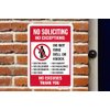 No Soliciting Sign, Funny Decor for House Door Office Business Yard,Metal Aluminum Rust Free, No Excuses, No Exceptions Do Not Ring Bell No Knock Sign - 7" x 9.8", Pre-Drilled Holes, Weather Resistant