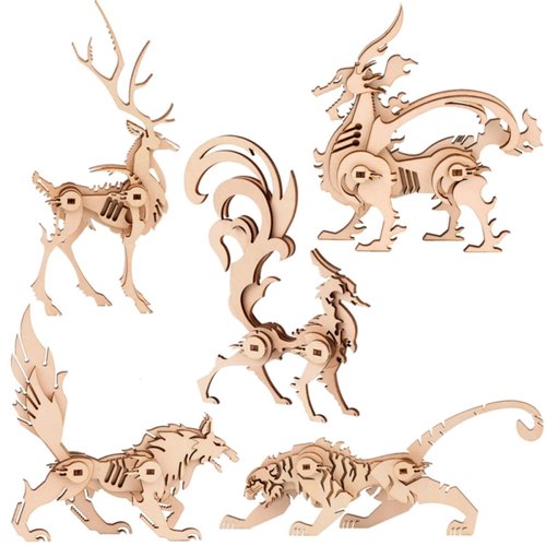3D Wooden Puzzles Animal Model - Collectibles Wooden Model Kits for Adults Desk Display Gift for Boys/Girls(5 pcs) (Animal Model)