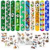 Moncinday 40Pcs Soccer Slap Bracelets Party Favors with Soccer Tattoo Birthday Gifts Soccer Party Decorations Snap Band for Kids Boys