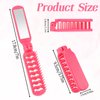 Mini Travel Brush for Women, Small Folding Hair Brush with Mirror Portable Vented Hair Brush Pocket Comb for Thick Thin Curly Straight Wet Dry Hair Blow Drying, Smoothing, Detangling