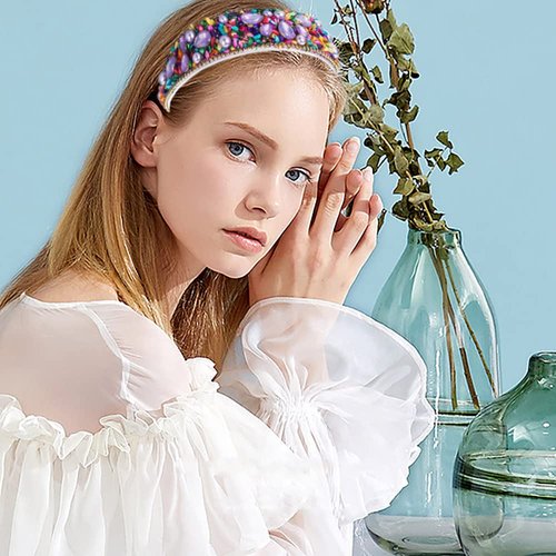 MUQINGWAN Ladies Fashion Headband, Personality Rhinestone Decoration Candy Color Headband Girls Headband Party Headband Accessories Accessories Jewelry… (purple)