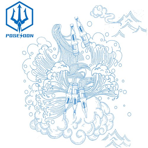 POSEIDON V3 Tattoo Cartridge Needles 30Pcs with Membrane Safety Cartridges Disposable Tattoo Needle for Tattoo Artists Round Shader (1203RS)